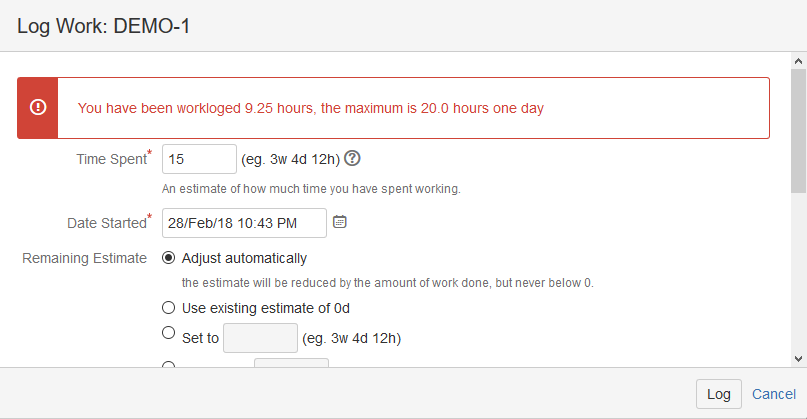 Gears Worklog restricted